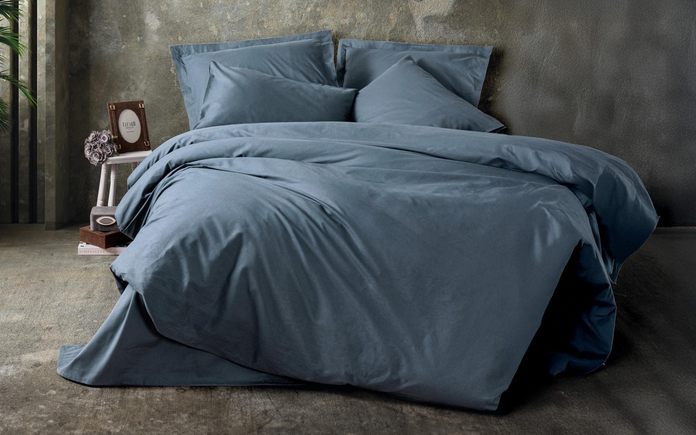3 piese 160/220 сm.; Ranforce 100% Bumbac Lenjerie de pat Plain Anthracite, antracit  1